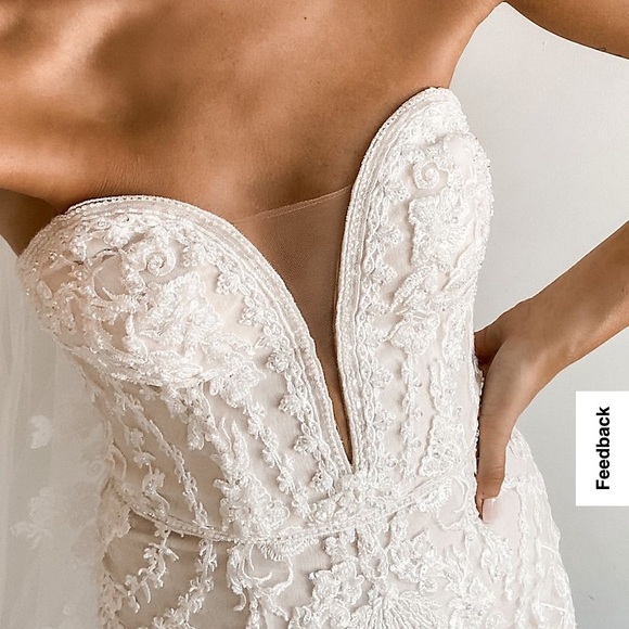 Brand New David’s Bridal Beaded Scroll and Lace Mermaid Wedding Dress Size 4 - Picture 16 of 16